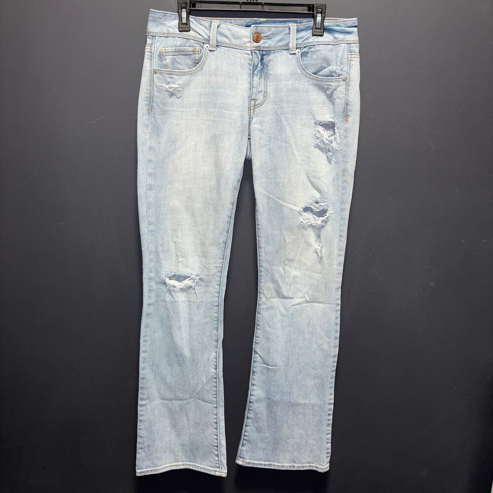 American Eagle Outfitters Kick Boot Distressed Jeans Womens 8R Light Wash
